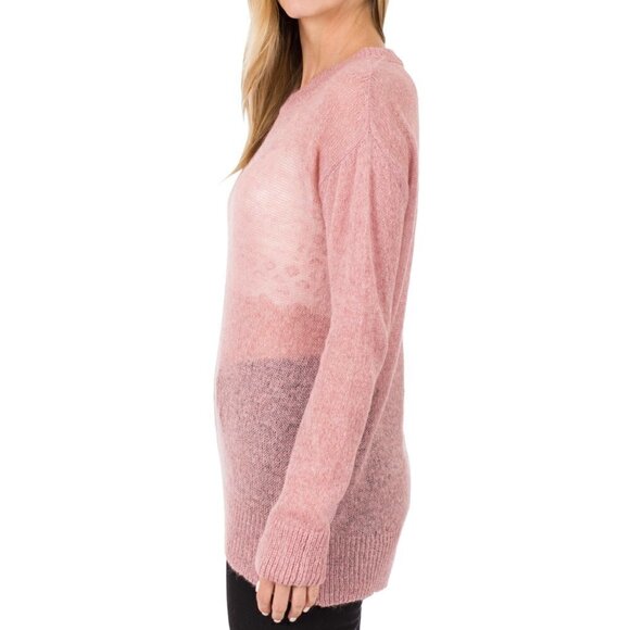 Ultra Fine Round Neck Wool Sweater - Rose - Picture 6 of 9